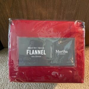 Martha Stewart Red Flannel Queen Sheet Set
